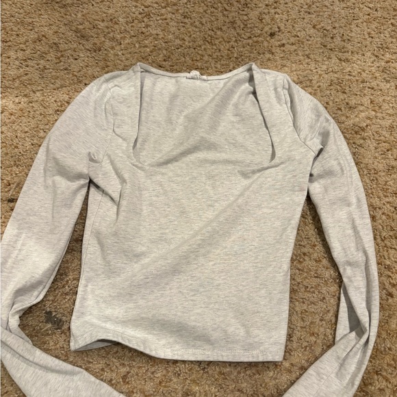 Garage Tops - Garage Light Gray Square Neck Long Sleeve Top